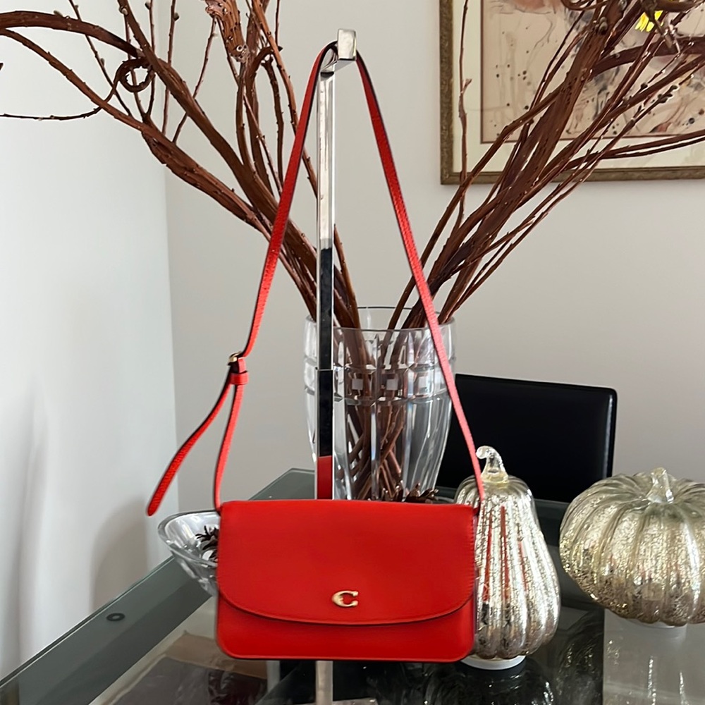 Coach Papaya Red Orange Pebble Leather Small Bag NWOT